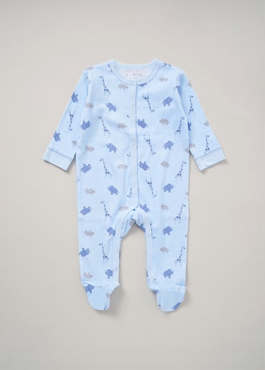 Rock a Bye Baby Light Blue Safari Print Cotton 5-Piece Baby Gift Set