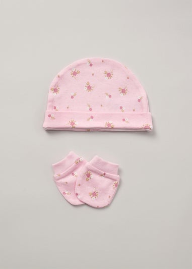 Rock a Bye Baby Soft Pink Floral Print Cotton 6-Piece Baby Gift Set