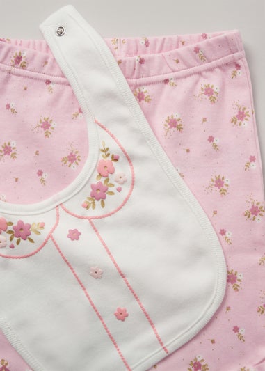 Rock a Bye Baby Soft Pink Floral Print Cotton 6-Piece Baby Gift Set