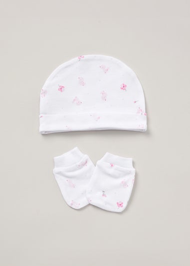 Rock a Bye Baby Soft Pink Floral Bird Print Cotton 5-Piece Baby Gift Set