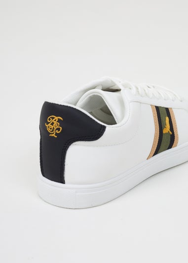 Brave Soul White Gold Eagle PU Lace Up Trainers