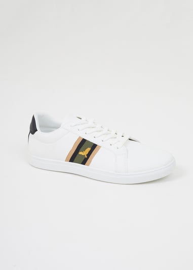 Brave Soul White Gold Eagle PU Lace Up Trainers