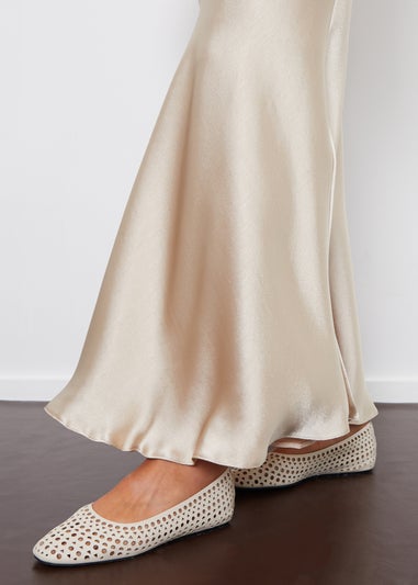 Threadbare Natural Ariel Satin Maxi Slip Skirt