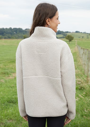 Threadbare Taupe Sian Half Zip Borg Fleece