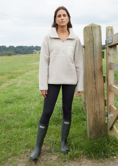 Threadbare Taupe Sian Half Zip Borg Fleece