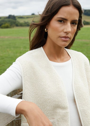 Threadbare Cream Reversible Borg Gilet