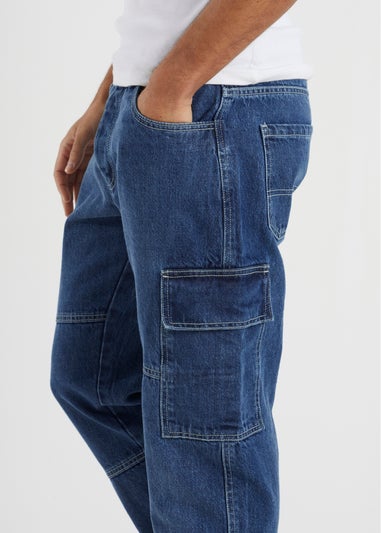 Brave Soul Blue Loose Fit Cargo Style Denim Jeans