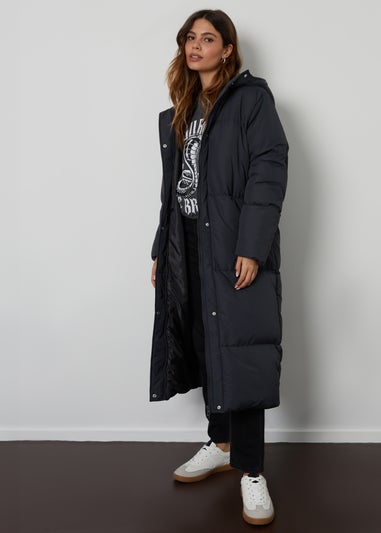 Threadbare Charcoal Jodie Quilted Puffer Maxi Jacket