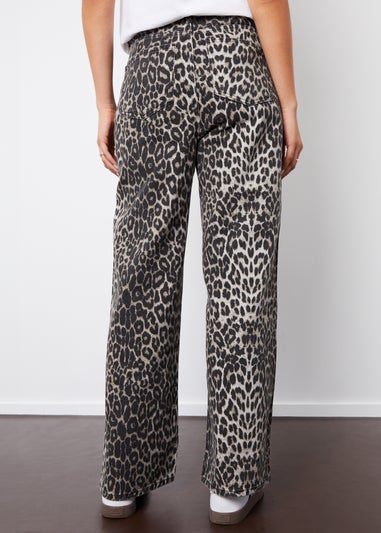 Threadbare Brown Soleil Printed Wide Leg Denim Jeans