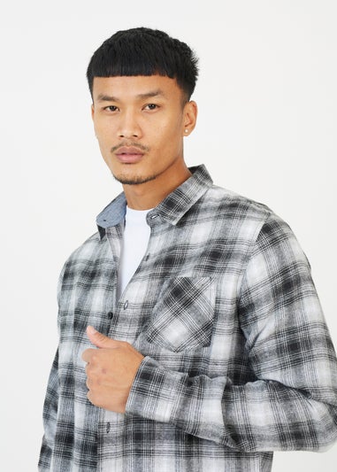 Brave Soul Black Cotton Yarn Dyed Long Sleeve Check Shirt