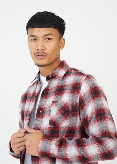 Brave Soul Red Cotton Yarn Dyed Long Sleeve Check Shirt