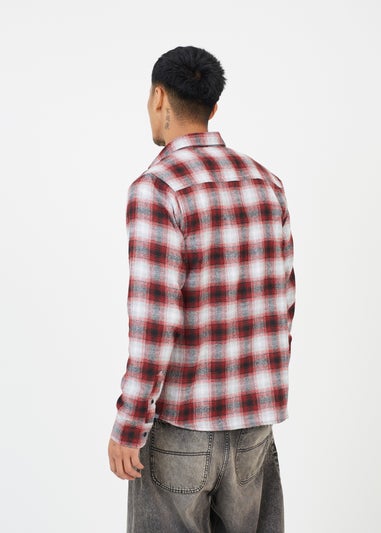 Brave Soul Red Cotton Yarn Dyed Long Sleeve Check Shirt