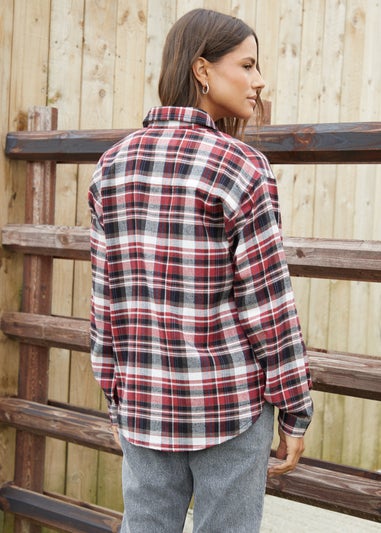 Threadbare Red Benton Check Long Sleeve Cotton Shirt