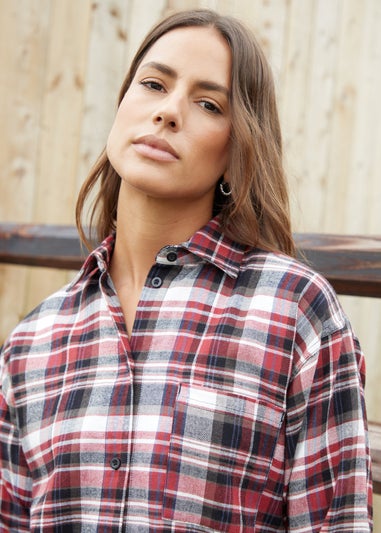 Threadbare Red Benton Check Long Sleeve Cotton Shirt