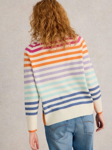 Kaschmirpullover mit Regenbogenstreifen