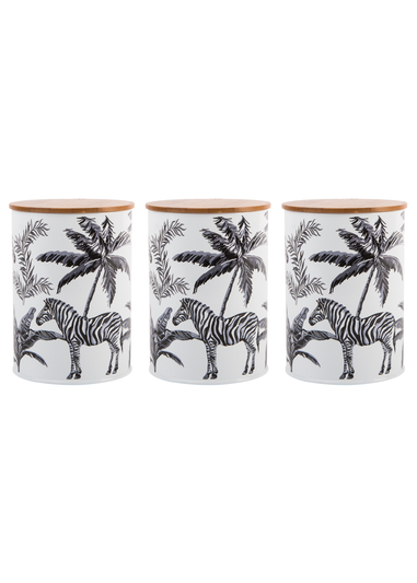 Summerhouse by Navigate Black & White Madagascar Canister Zebra (Set of 3)