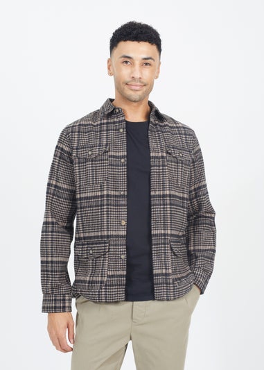 Brave Soul Black Cotton Blend Long Sleeve Check Shirt