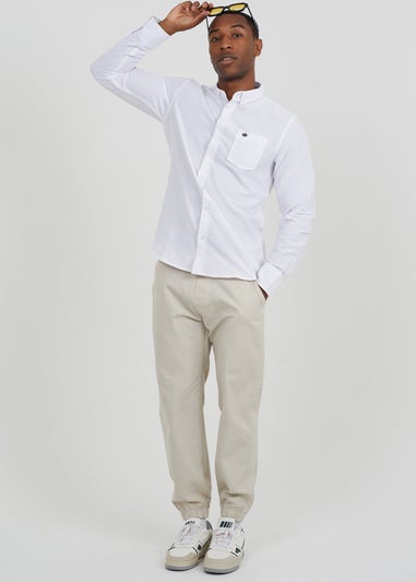 Brave Soul White Cotton Long Sleeve Oxford Shirt