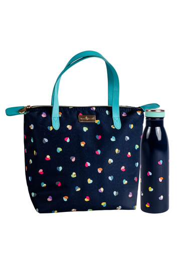 Beau & Elliot Navy Mini Confetti Luxury Lunch Tote & Bottle