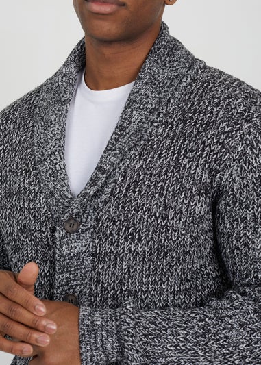 Brave Soul Black Shawl Neck Chunky Knit Cardigan