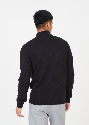 Brave Soul Black Zip Through Funnel Neck Knit Cardigan