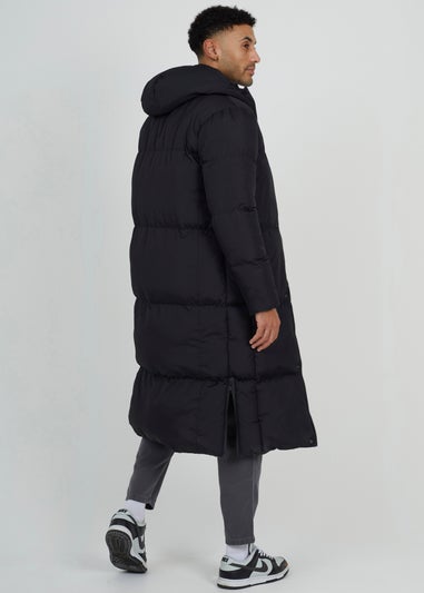 Brave Soul Black Longline Padded Hooded Jacket