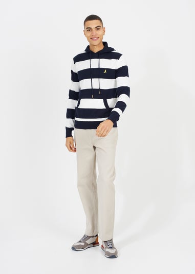 Brave Soul Navy Cotton Striped Knit Hoody