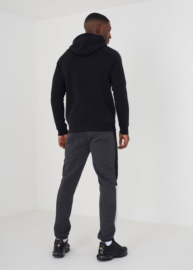 Brave Soul Charcoal Contrast Panel High Neck Full Zip Hoody and Jogger Set