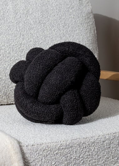 furn. Black Boucle Knot Filled Cushion (30cm x 30cm)