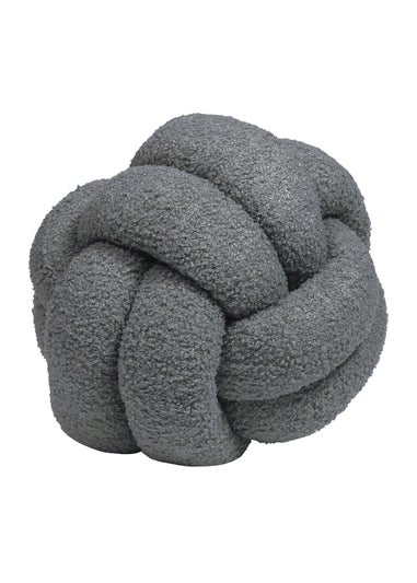 furn. Charcoal Boucle Knot Filled Cushion (30cm x 30cm)