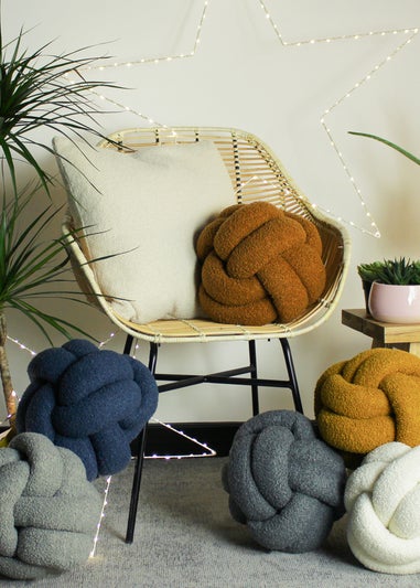 furn. Ginger Boucle Knot Filled Cushion (30cm x 30cm)
