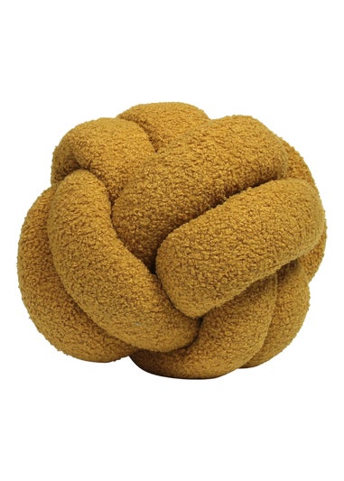 furn. Yellow Boucle Knot Filled Cushion (30cm x 30cm)