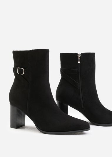 Where's That From Black Suede Winter Wide-Fit Block Heel Boots