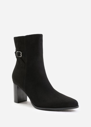 Where's That From Black Suede Winter Wide-Fit Block Heel Boots