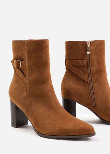 Where's That From Cognac Suede Winter Wide-Fit Block Heel Boots