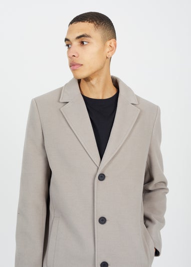 Brave Soul Beige Single Breasted Formal Coat