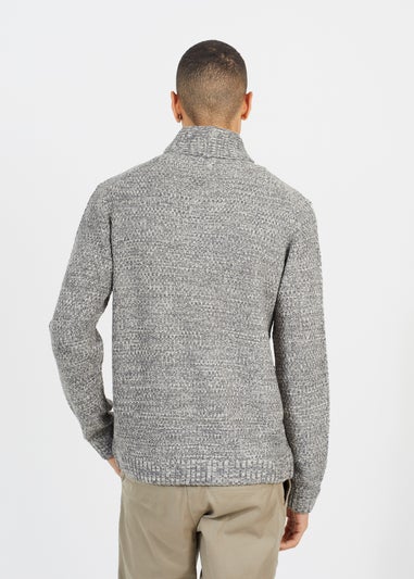 Brave Soul Ecru Shawl Neck Textured Knit Jumper