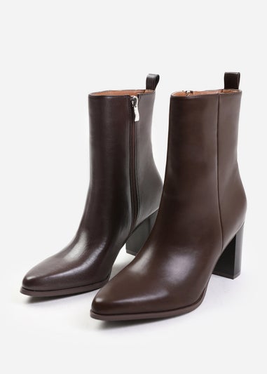 Where's That From North Brown Wide Fit Heeled Ankle Boots