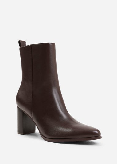 Where's That From North Brown Wide Fit Heeled Ankle Boots