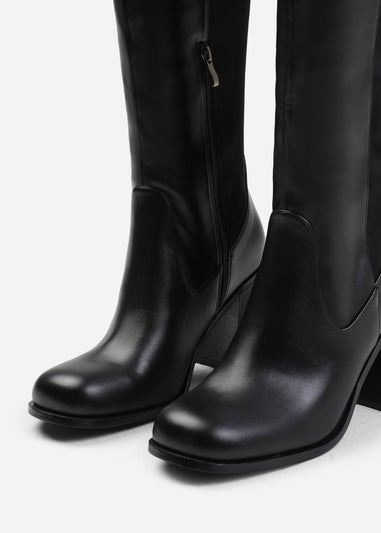 Where's That From Black Zhuri Stretch Wide-Calf Knee High Bootsr