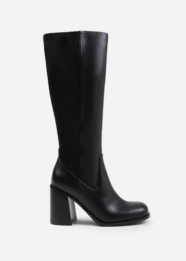 Where's That From Black Zhuri Stretch Wide-Calf Knee High Bootsr