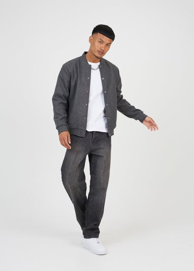 Brave Soul Charcoal Bomber Style Jacket