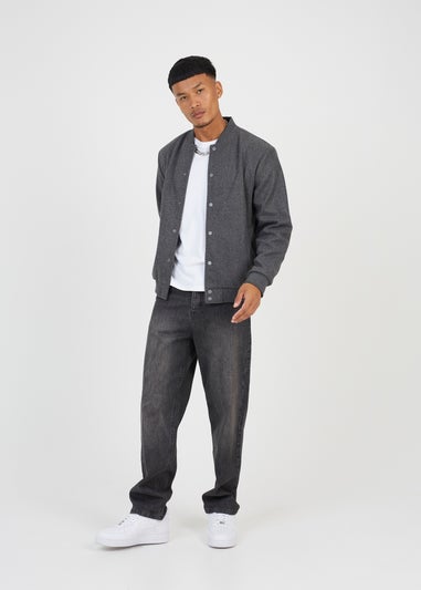 Brave Soul Charcoal Bomber Style Jacket