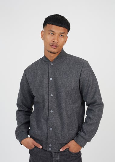 Brave Soul Charcoal Bomber Style Jacket