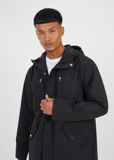 Brave Soul Black Microfibre Parka Jacket