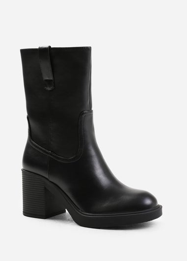 Where's That From Cherish Black Mid Calf Side Zip Boots