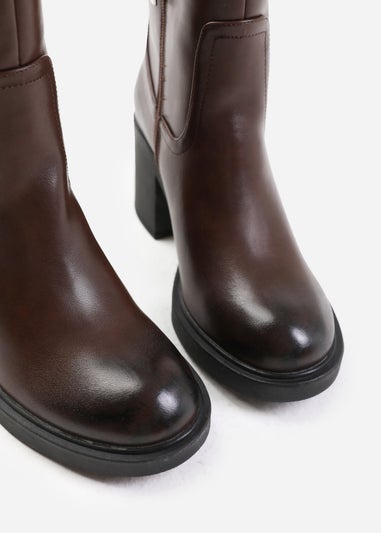 Where's That From Cherish Brown Mid Calf Side Zip Boots