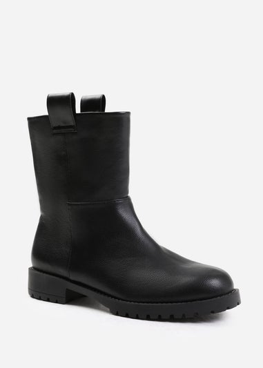 Where's That From Delta Black Grain Wide-Fit Mid Calf Boots