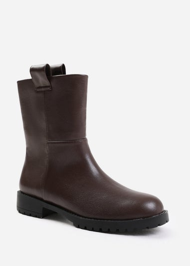 Where's That From Delta Brown Grain Wide-Fit Mid Calf Boots