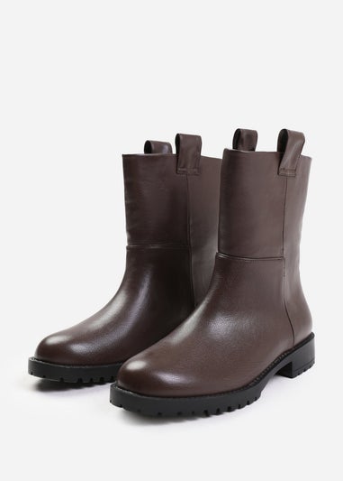 Where's That From Delta Brown Grain Wide-Fit Mid Calf Boots